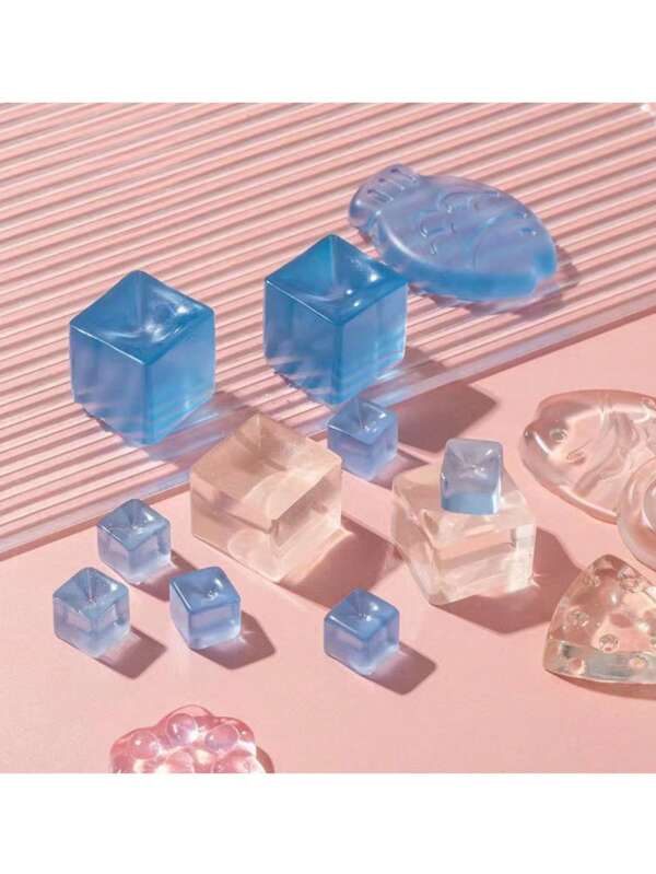 Fashionable Transparent Cubic Squeeze Ice Cube Toy, Summer Cool Squeeze Therapy Relief Stress Ball With Soft Tactile Sensation