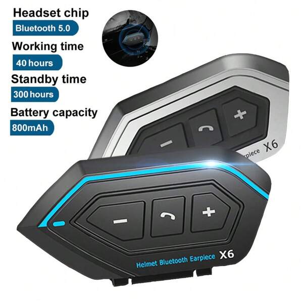 6 auriculares inalámbricos Bluetooth 5.0 con micrófono manos libres y reducción de ruido para casco de motocicleta - Mejora tu experiencia de conducción