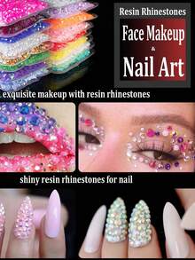 2000/800/400颗/包 树脂水钻,2mm-6mm 透明平底美甲水钻,适用于DIY手工、美甲、手机壳、鞋子、衣服、工艺装饰、美甲宝石、美甲用品、美甲饰品 - 銀色 - 查看 8