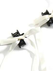 2pcs/Set Women Colorful Bowknot Long Ribbon Hair Claw Clips, Stylish Ballet Inspired, Suitable For Everyday Use Summer Hair Jaw Clip Hair Clamps Hair Clutch Hair Catcher Clip Fall Winter Hair Clip Hair Accessories For Women For Vacation Outfits Woman