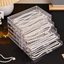 1pc Multifunctional Jewelry Box, 3/5 Layers Necklace Storage Box, Drawer Style Home Jewelry Organizer For Earrings, Rings, Necklaces, Bracelets, Suitable For Jewelry Stores And Daily Use, Large Capacity, Ideal Gift For Women And Girls - Three-layer Jewelry Box - View 10