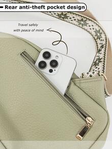 1 PC Green PU Leather Travel Bag Chest Bag Waist Bag Women's Bags,Multifunctional And Large Capacity Fashionable And Casual Large Capacity Portable Zipper Shoulder Bag Underarm Bag,Storage For Travel Cosmetics, Cell Phones, Keys, And Sanitary Napkins,Suitable For Earphones, Chargers, Lipstick, Cosmetics, Perfume, Skin Care And Beauty Products, Student Supplies, Keys, Holiday Gifts - màu xanh lá - Xem 7