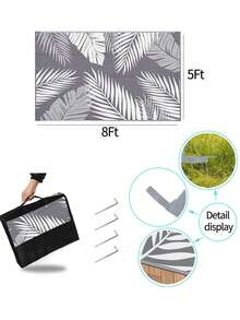 1pc Summer New Carpet, Reversible Outdoor Rug, Made Of Polypropylene, Foldable, Suitable For RV Camping, Outdoor Patio, Backyard And Picnics, Lightweight & Portable, Easy To Clean, Applicable For Spring And Summer Use [Gift Packaging: Gift Bag + Tent Peg + Gift-Grade Plastic Sealing] - Multicolor - View 12