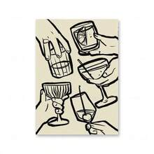 1 pieza Póster retro de vino, cóctel, café, arte de pared colorido para la cocina, pintura en lienzo, decoración del hogar, decoración de la habitación, decoración de pared, opcional con marco, decoración de pared con marco para la cocina - Multicolor - Ver 28