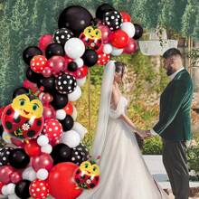 102pcs Cute Ladybug Happy Birthday Balloon Party Decoration Set - Black, Red & White Polka Dot Balloons With Ladybug Balloons, Suitable For Birthday Party, Spring Room And Garden Celebration Decoration