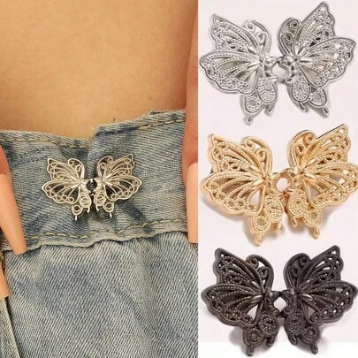 1/2/3/4pairs Multi-Color Adjustable Butterfly Belt Buckle, Removable And Seamless, Can Change The Waist Size Of Jeans, No Sewing Waist Fasteners Waist Accessories,Mother's Day