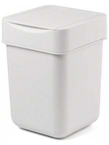 Mini Trash Can, Countertop Trash Can With Lid, 2 Liter/ 0.5 Gallon, Waste Basket, Garbage Container For Coffee Bar, Bathroom, Kitchen, Office, Desk, Bedroom - White - White - View 10