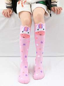 1 双卡通儿童长款过膝袜，透气，适合男孩和女孩日常穿着 - 彩色 - 查看 18