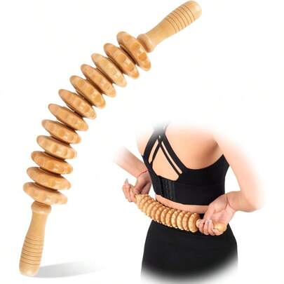 Wood Therapy Massage Tools 12 Roller Wooden Massager Stick 16.8 Inch Lymphatic Drainage Tool Cellulite Massager For Cellulite Reduction Muscle Tension And Body Shaping Contouring