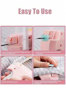 1套迷你缝纫枪套装，含针、扣件和纽扣。快速服装修补工具。通用服装标签枪。带存储的快速手持式缝纫枪。服装专用微型缝纫枪+50个夜光熊纽扣+660根软塑料针。手持式快速缝纫枪。软塑料无针纽扣。服装修补和无缝床单固定。家用工具。服装订书机。 - 彩色 - 查看 5