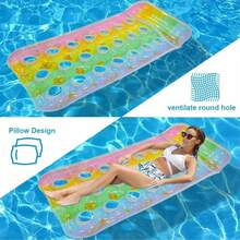 1 buah Kasur Apung Pantai Tiup Berlubang Bulat, Bahan PVC, Pelampung Gradien Berlubang dengan Payet, Kursi Apung Pantai Tiup Musim Panas, Perlengkapan Pantai, Aksesoris Pantai, Pelampung Kolam Renang, Perlengkapan Kolam Renang Tiup - MultiWarna - View 2