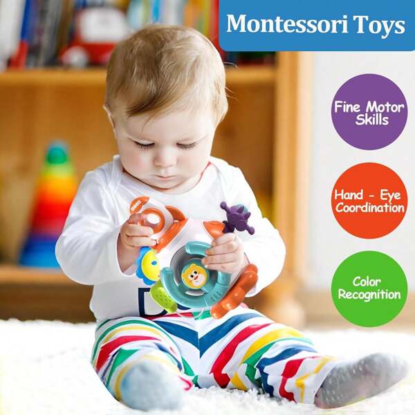 Jouets Montessori pour tout-petits de 18 mois et plus, cube sensoriel d'activités - Jouets éducatifs d'apprentissage pour voyages, parfait pour les garçons et les filles de 18 mois, cadeau d'anniversaire (couleur des accessoires aléatoire)