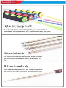 1件/10件/20件1.2米/1.6米/2米伸缩导游旗杆，便携式户外不锈钢旗杆，带厚泡沫手柄，适用于国庆节、学校活动、户外旅游等 - 彩色 - 查看 11