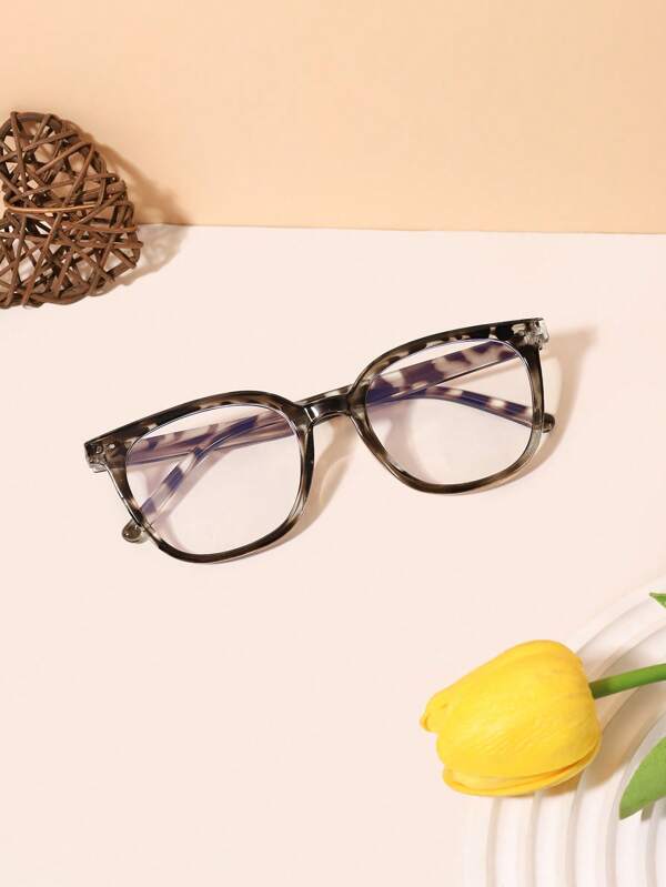 1pc Teens 14-16Y Bohemian Style Square Frame Acrylic Full-Rim Non-Prescription Glasses, Suitable For Outings, Daily Reading