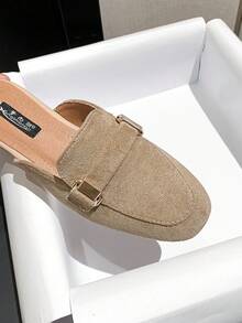 Mengshangli Women's Slip On Backless Flat Mule Shoes, Solid Color Basic Fastener Closure Design, Fashion Versatile For Beach, Party, Office Outdoor, Spring/Summer/Autumn