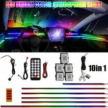 6/10/14/18/22 In 1 Car Interior Symphony RGB LED Ambient Light Stripes Atmosphere Lighting DIY Acrylic Guide Fiber Optic Light Music Sync APP/Remote Control - 10 In 1 Kit - View 1