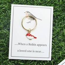 1pc/2pcs Vintage Robin Key Chain - "When A Robin Appears, A Loved One Is Near", Memorial Gift, Valentine's Day, Autumn Bag Accessories Lanyards With Id Holder Car Accessories Bag Charms - Silver - View 19