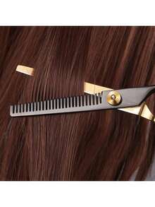 1pc Professional Haircut Scissors Set, Stainless Steel Hair Cutting Scissors, Black & Gold Combination, Back To School, Travel Holiday Essentials, Hair Accessories For Women, Slick Back Brush, Barber Accessories, Hair Dryer, Hair, Barber, Hair Tools, Hair Products,Hair Dryer,Hair, Accessories, Hair Products, Hair Tools, Hair Stuff, Hair Care, Curly Hair Brush, Barber, Barber Accessories, Hairdressing Equipment - Black - View 7
