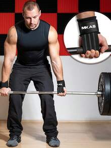 MKAS 1 对快速握力举重带，男女力量训练短握力腕带，举重专业快速释放带金属螺栓，适用于力量举、Crossfit、硬拉、健身举重带，健身房配件 Calleras - 黑色 - 查看 4