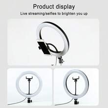 12/14 Inch USB Selfie LED Light Shooting + Desktop Tripod For IPhone Android, (Warm Color/Cold Color/Normal) Suitable For Live Makeup Vlog, Photography Accessories, Summer Gift - Black - View 10