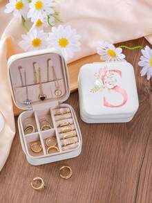 1 件 A-Z 花卉首饰盒、粉色渐变首字母多功能珠宝展示盒、迷你首饰盒、女士生日礼物、女友、朋友礼物、圣诞节、万圣节、生日、结婚礼物、时尚旅行首饰盒、个性化礼物 - 女士旅行首饰盒、少女圣诞礼物、A-Z 首字母旅行首饰盒