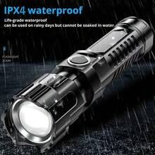 1pc Portable Outdoor Mini LED Multifunctional Zoom Rechargeable Bright Adjustable Flashlight - Black - View 5