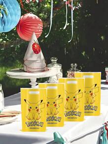 pokemon Bolsa de regalo con estilo Pikachu amarillo de 10/20/30/40 piezas de , bolsa favorita para fiesta, decoración de fiesta de cumpleaños o festival, con asa incorporada para sostener y almacenar regalos cómodamente