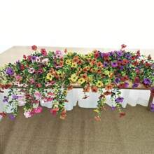 1pc Artificial Hanging Flowers, UV Resistant Hanging Violet Decoration, Plastic Flower Hanging Basket For Wedding, Home Decoration, Porch Garden Decoration, Outdoor Yard, Patio And Window Decoration