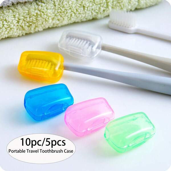 10/5/4/3/1pc Portable Lightweight Toothbrush Caddy, Practical Travel Toothbrush Organizer, Women's Stylish Minimalist Toothbrush Holder And Travel Accessories - Color Random Back To School