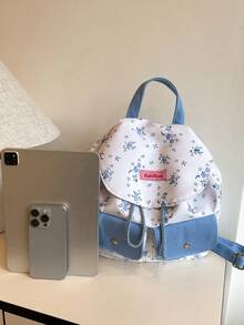 Mochila de lona con gran capacidad, elegante y versátil - Azul - Ver 5