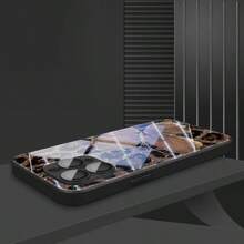 1pc Luxury Butterfly & Leopard Patterned Glass Material Phone Case, High-End Elegant For IPhone