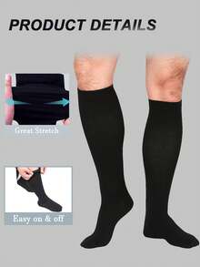 3 Pairs Unisex Compression Knee-High Elastic White Socks For Running, Fitness, Cycling, Basketball, Football, Ice Hockey, Bicycle Riding, Fall - Multicolor - View 6