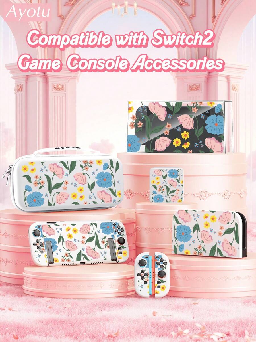 Ayotu Compatible With The New Switch2 Game Console Shell And Accessories In 2025, Suitable For Switch2 7.9-Inch Protective Case, The Package Includes Protective Case, Storage Bag, Base Shell, Game Console Dust Cover, Game Storage Card Box, Joy‑Con Handle Controller Protective Cover And Other Styles Of Accessories To Choose From, The Best Choice For School, Birthdays, And Game Lovers - Multicolor - View 1
