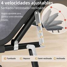 Cama plegable para exteriores, soporta 400 kg, inclinación ajustable. Incluye colchón de tela hipoalergénica. Ideal para estudiantes o trabajadores por turnos (dimensiones: 182 x 62 x 30 cm). - Negro - Ver 3