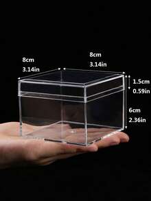 1 pieza Caja cuadrada de acrílico transparente con tapa, estuche de exhibición para coleccionables, caja de regalo de caramelos - transparente - Ver 3