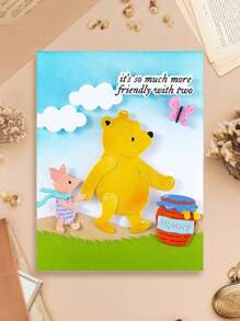1 Pc "Bear And Honey Pot","Cartoon Hippo" Metal Scrapbook Die For DIY Scrapbook Art, Albums, Journals, Greeting Cards Embossed Paper Crafts Decorative Greeting Cards Scrapbook Template