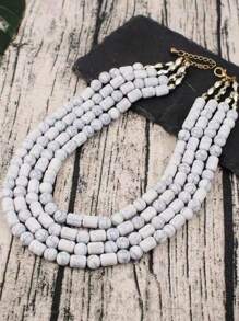 1pc New Design Vintage Baroque Style Multi-Layer Resin Beaded Women Fashion Necklace