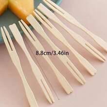500/400/300/200/100/50/10支装竹制杏色水果叉，迷你开胃水果牙签，适合户外野餐、派对、生日庆祝 - 米色 - 查看 2