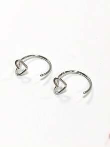 S925 Sterling Silver Nose Studs 14K Hypoallergenic L Shaped Heart Nose Rings For Women Men Nose Piercings Jewelry - Single Nose Stud - View 8