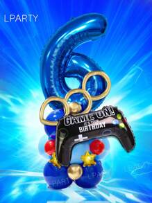 23-teiliges blaues & goldenes Ballon-Set für Gamer-Geburtstag - 32 Zoll blaue Nummer-Luftballons 0-9, Spielkontroller Folien-Luftballons, metallisch goldene lange Luftballons, 5 Zoll goldene Stern-Luftballons, 10 Zoll dunkel- und hellblaue Latex-Luftballons - perfekt für Gaming-Party Dekoration, Videospiel-Themen Geburtstag Dekor, Arcade-inspirierter Hintergrund, Geschwindigkeit & Action Party-Stil