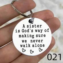 1 pieza Llavero de acero inoxidable con diseño lindo "Te amo por siempre" como regalo para hermana, familia, mujer, cumpleaños, Navidad, Año Nuevo, fiestas, Día de Acción de Gracias, accesorios de coche, bolso, mochila, portaidentificaciones, estilo gótico y Y2K