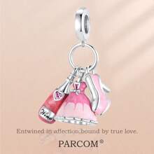 PARCOM 1 Pc Silver-Plated Dancing & Mix-Match Series Beaded Pendant, Fashionable Multifunctional DIY Bracelet & Necklace Jewelry Accessory, Suitable For Daily Wear And Gift-Giving, Can Be A Perfect Jewelry Bracelet Ornament, Birthday And Holiday Gift