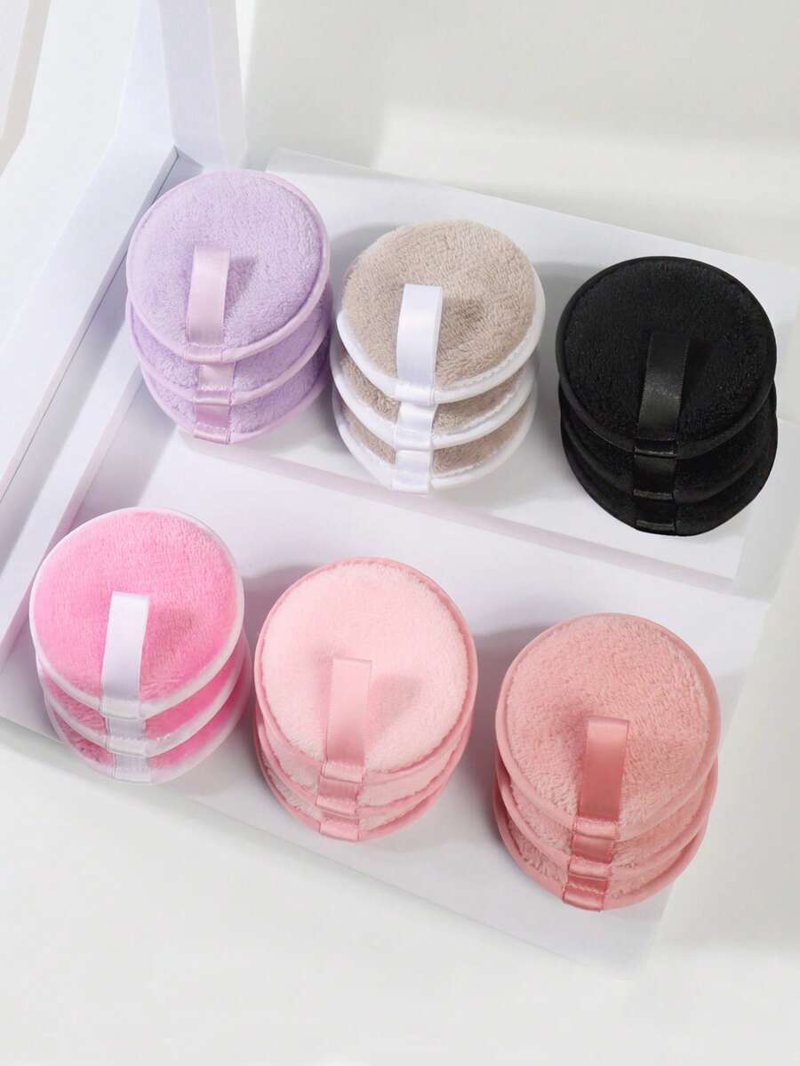 5/10/15/20片可重复使用卸妆棉，颜色随机，双面可水洗卸妆巾，面部和皮肤护理柔软圆形海绵清洁垫，用于去除浓妆和面部床上用品，适合所有肤质