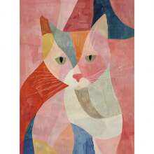 1 pièce Affiche imprimée d'art mural représentant un chat coloré, un dinosaure mignon, un hibou, un chat roux, un chien maximaliste. Peinture sur canevas pour décoration de la maison dans les salons, chambres à coucher, salles à manger. Cadres modernes en option, ainsi que des affiches murales, des peintures sur canevas et des cadres réutilisables