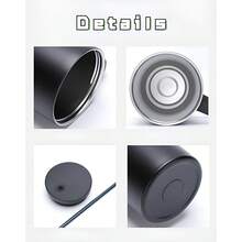 Copo Térmico 1200ml Inox com Tampa e Canudo Estilo Blogueira Reutilizável Para Água - Azul bebê - Visão 4