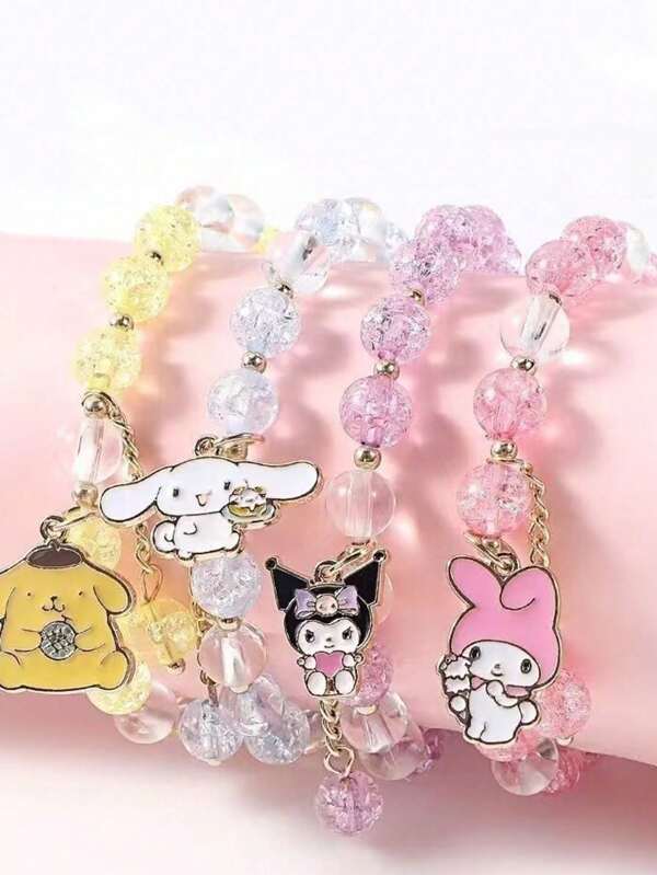 Sanrio Nova Pulseira Sanrio My Melody com Contas de Cristal, com Design Exclusivo e Perfeito para Presentes 520. Volta às Aulas