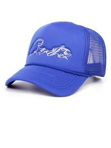 1pc American Devil's Island Embroidery Sun Hat, Truckers Cap, Breathable Baseball Cap, Versatile, Minimalist, Holiday Hat - Multicolor - View 8