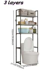 1 Pc New 2-3 Tier Toilet Storage Rack, Bathroom Slim Shelf, Multi-Layer Storage Rack, Space Saving Bathroom Shelf, Can Be Installed Behind The Toilet