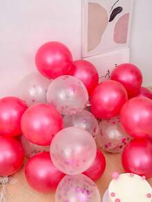 kumozawa 10/30 件玫瑰金亮片气球套装（不含吸管） - 玫紅色 - 查看 5
