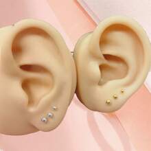6 peças de brincos redondos hipoalergênicos de prata esterlina 925 com formato de bola, 2,0 mm/2,5 mm/3,0 mm, joias minimalistas para mulheres